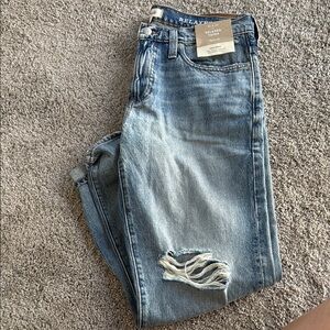 Relaxed Fit Distressed Blue Jeans